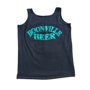 Anvil Black Tank Top with Teal Print